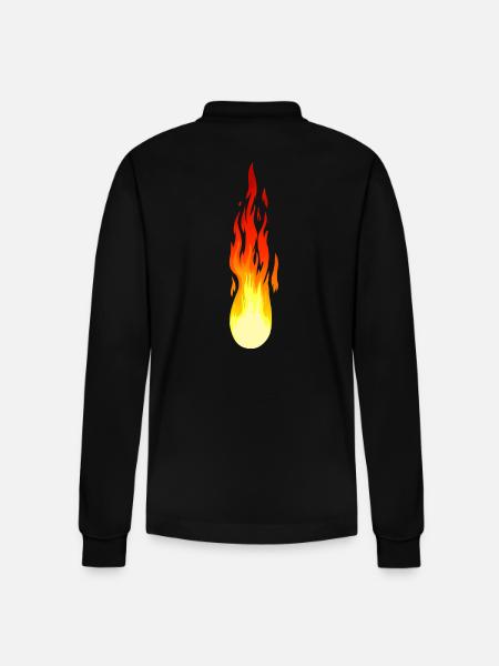 Comet Flame Fire Inferno Flame Fiery - Stanley/Stella Organic Unisex Long-Sleeved Polo Shirt Prepster - black