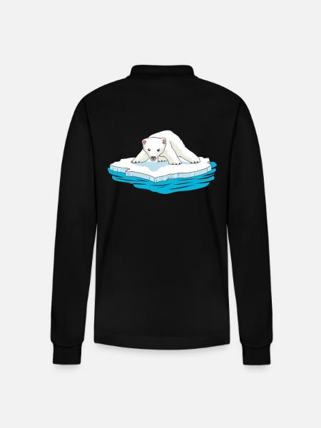 Eisbär Eisbären Bären Tiere Bär Kinder Baby - Stanley/Stella Unisex Bio-Langarm-Poloshirt Prepster - Schwarz