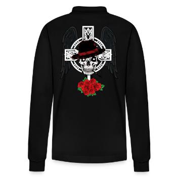 Kreuz Gangster Italien Mafia Böse Geist Halloween - Stanley/Stella Unisex Bio-Langarm-Poloshirt Prepster - Schwarz - Hinten - Anna (173cm)