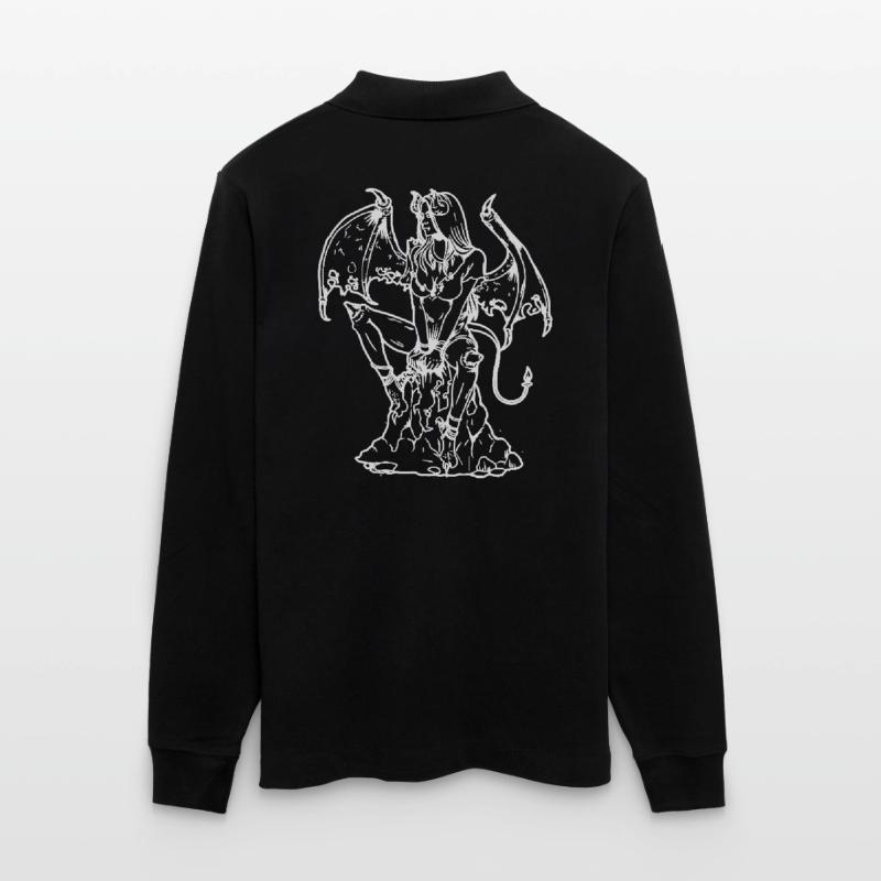 Demon Satan Devil Devil Hell Devil Woman Dark Stanley/Stella Organic Unisex Long-Sleeved Polo Shirt Prepster