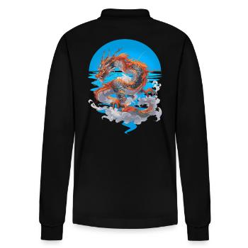 Drache Feuer Wasser Ozean Fabelwesen Fantasy - Stanley/Stella Unisex Bio-Langarm-Poloshirt Prepster - Schwarz - Hinten - Anna (173cm)