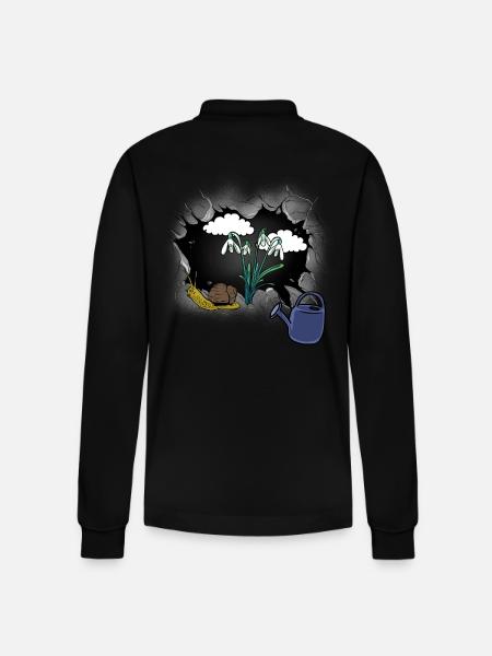 Snowdrop Flower Snail Snails - Stanley/Stella Organic Unisex Long-Sleeved Polo Shirt Prepster - black