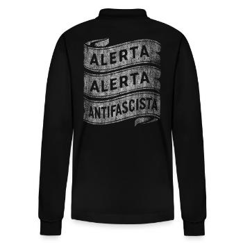 ALERTA ALERTA ANTIFASCHIST ANTIFASCHISTEN - Stanley/Stella Unisex Bio-Langarm-Poloshirt Prepster - Schwarz - Hinten - Anna (173cm)
