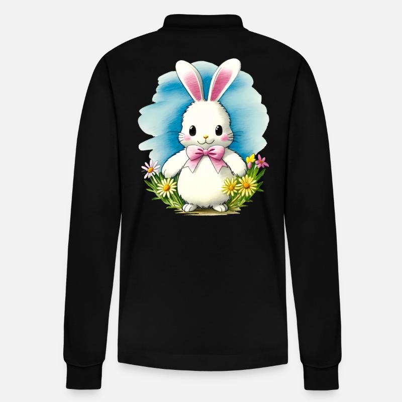 Hase Frühling Geschenk - Stanley/Stella Unisex Bio-Langarm-Poloshirt Prepster - Schwarz
