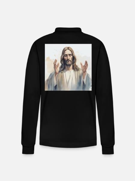 Jesus God Messiah - Stanley/Stella Organic Unisex Long-Sleeved Polo Shirt Prepster - black