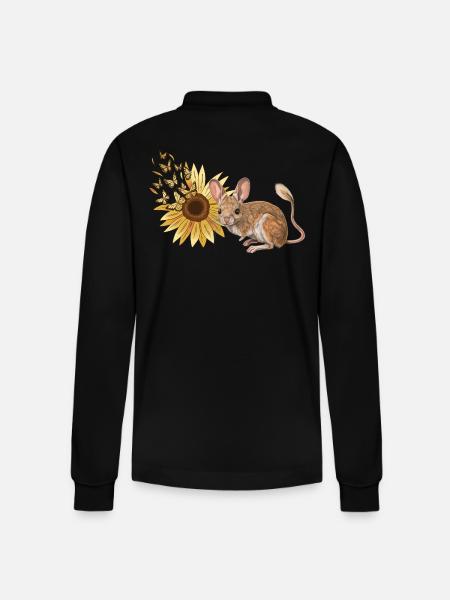 Chinchilla Rodent Flower Fantasy Butterfly - Stanley/Stella Organic Unisex Long-Sleeved Polo Shirt Prepster - black