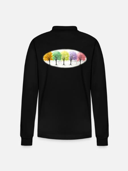 Bunt Bäume Baum Wald - Stanley/Stella Unisex Bio-Langarm-Poloshirt Prepster - Schwarz