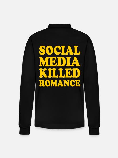 social media killed romance - Stanley/Stella Organic Unisex Long-Sleeved Polo Shirt Prepster - black