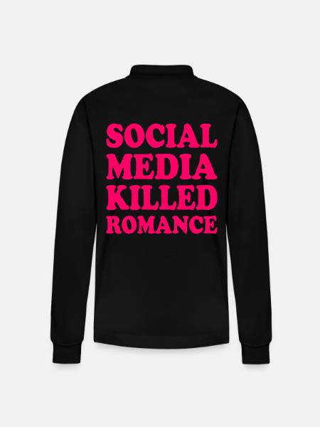social media killed romance - Stanley/Stella Organic Unisex Long-Sleeved Polo Shirt Prepster - black