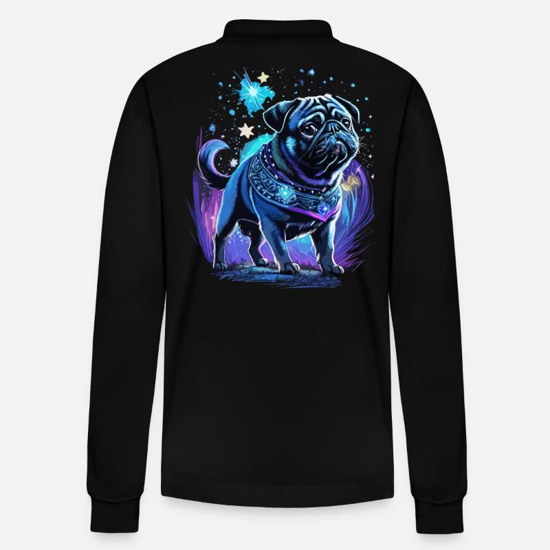 Mitternachtszauber Mops Hund - Stanley/Stella Unisex Bio-Langarm-Poloshirt Prepster - Schwarz