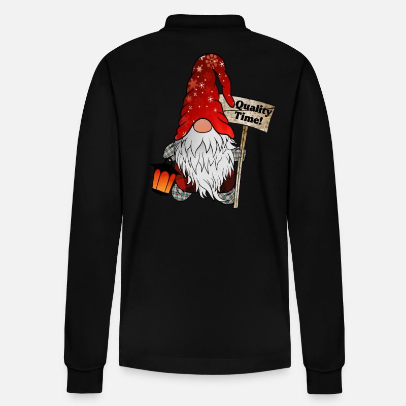 Quality Time Wichtel – Weihnachtsgnom - Stanley/Stella Unisex Bio-Langarm-Poloshirt Prepster - Schwarz