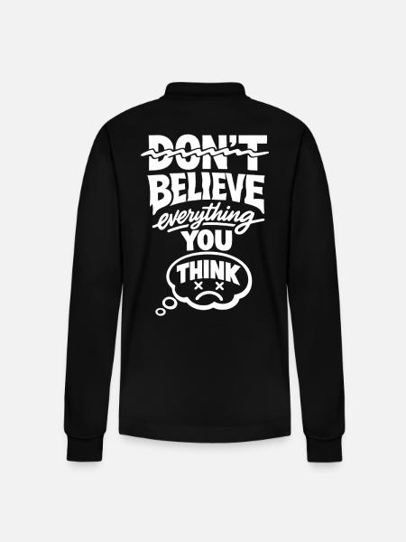 Don't Believe Everything You Think Statement - Stanley/Stella Organic Unisex Long-Sleeved Polo Shirt Prepster - black