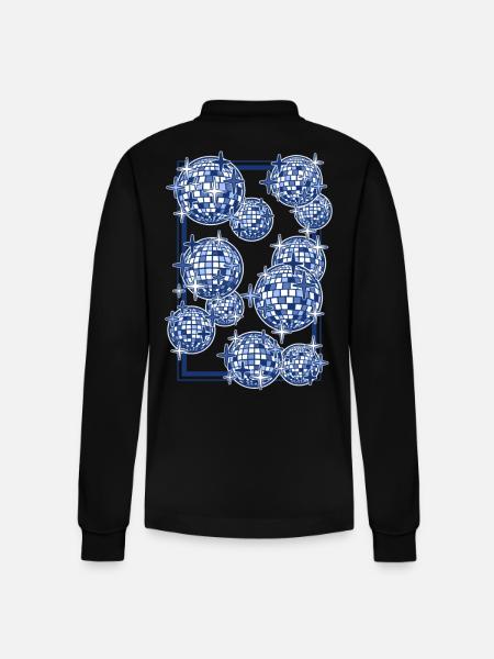 Mirrorballs in blue - Stanley/Stella Organic Unisex Long-Sleeved Polo Shirt Prepster - black