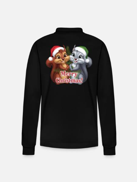 Joyeux Noël Écureuil Noël Mignon - Polo à manches longues bio PREPSTER Stanley/Stella Unisexe - noir