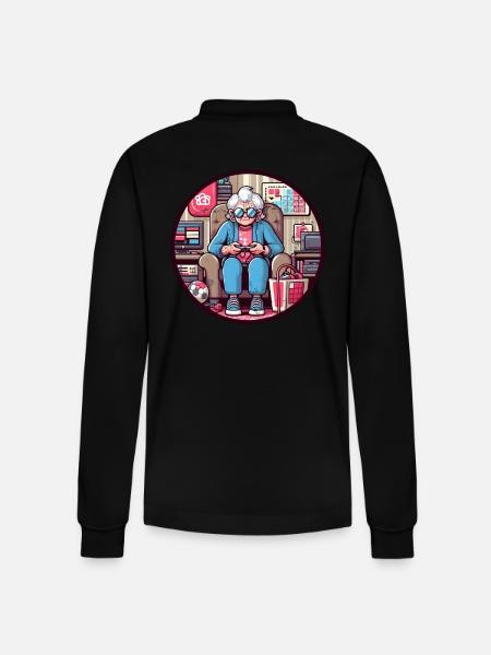 Gamer Granny - Stanley/Stella Organic Unisex Long-Sleeved Polo Shirt Prepster - black