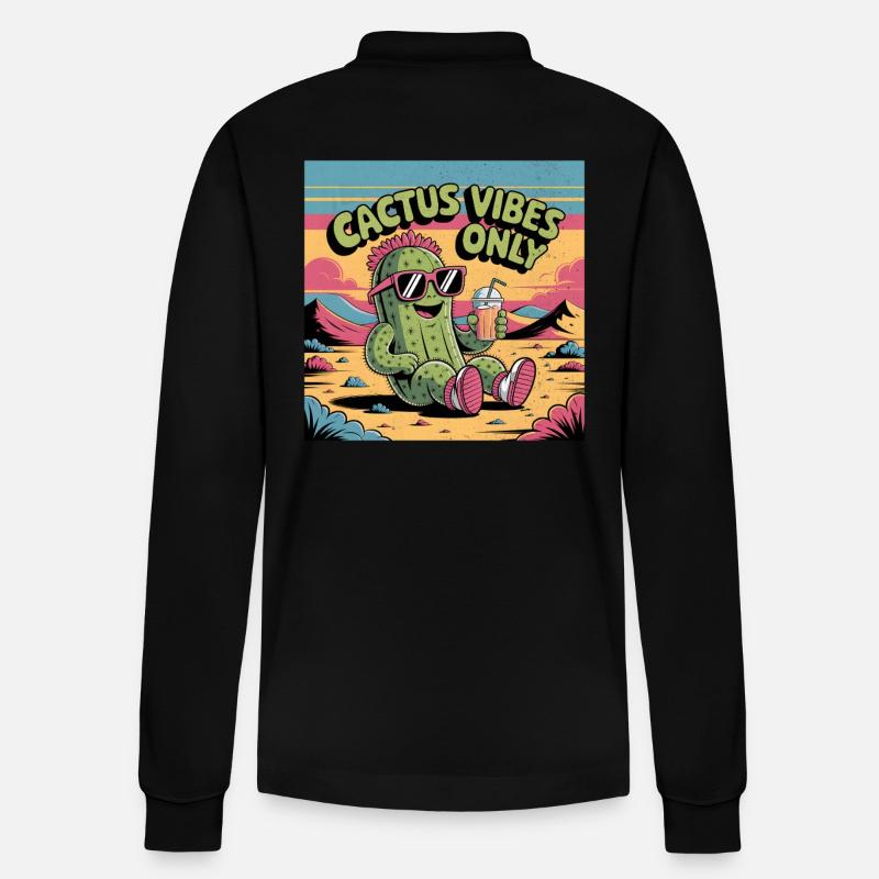 Cactus Vibes Only - Stanley/Stella Unisex Bio-Langarm-Poloshirt Prepster - Schwarz