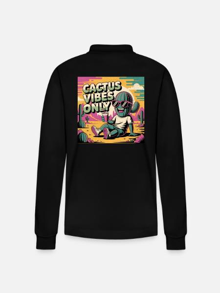 Cactus Vibes Only - Stanley/Stella Organic Unisex Long-Sleeved Polo Shirt Prepster - black