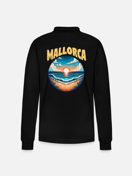Mallorca Sunset - Stanley/Stella Organic Unisex Long-Sleeved Polo Shirt Prepster - black