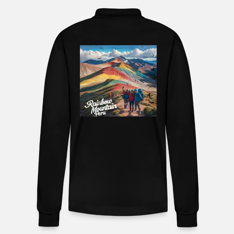 Rainbow Mountain Peru - Stanley/Stella Unisex Bio-Langarm-Poloshirt Prepster - Schwarz