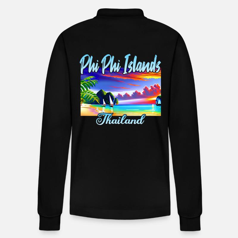 Îles Phi Phi - Polo à manches longues bio PREPSTER Stanley/Stella Unisexe - noir