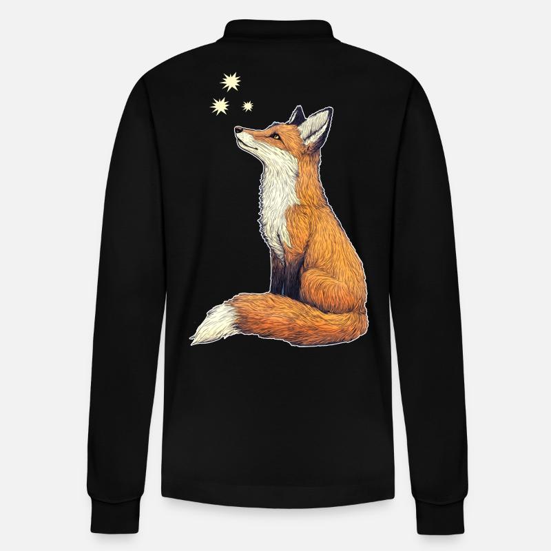 Fuchs mit Sternen - Stanley/Stella Unisex Bio-Langarm-Poloshirt Prepster - Schwarz