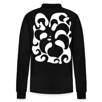 psychedelic Monstera Pflanze sixties retro Party - Stanley/Stella Unisex Bio-Langarm-Poloshirt Prepster - Schwarz - Hinten - Anna (173cm)