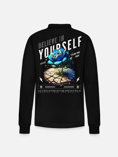 Believe in Yourself Blossom - Stanley/Stella Organic Unisex Long-Sleeved Polo Shirt Prepster - black
