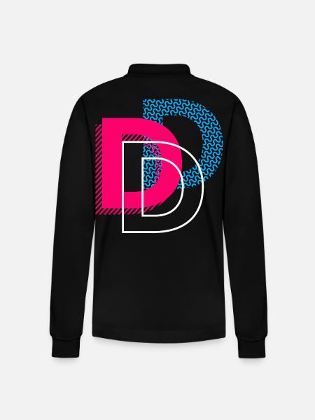 Initial letter D - Stanley/Stella Organic Unisex Long-Sleeved Polo Shirt Prepster - black