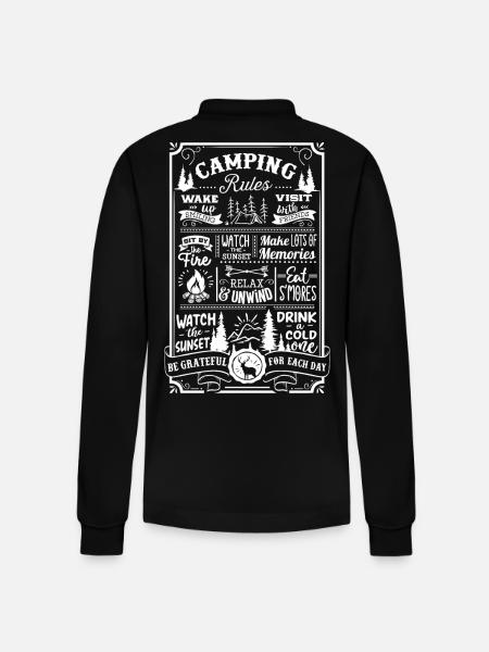 Camping Rules - Stanley/Stella Unisex Bio-Langarm-Poloshirt Prepster - Schwarz