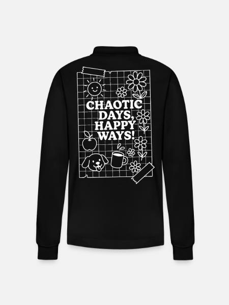Chaotic Days (White) - Stanley/Stella Organic Unisex Long-Sleeved Polo Shirt Prepster - black