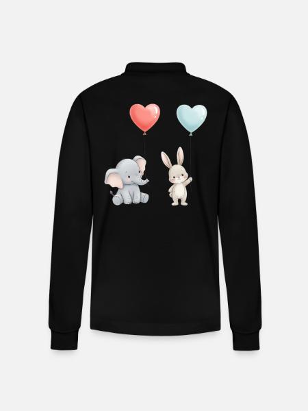 Elefant Kanin Kærlighed Ballon Hjerte Sød - Stanley/Stella Prepster økologisk unisex langærmet poloshirt - sort