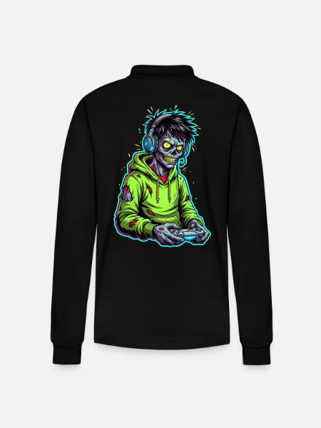 Zombie Gamer – Hjernen har brug for en pause! - Stanley/Stella Prepster økologisk unisex langærmet poloshirt - sort