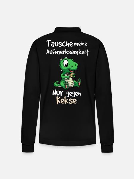 Small Crocodile Saying Design - Stanley/Stella Organic Unisex Long-Sleeved Polo Shirt Prepster - black