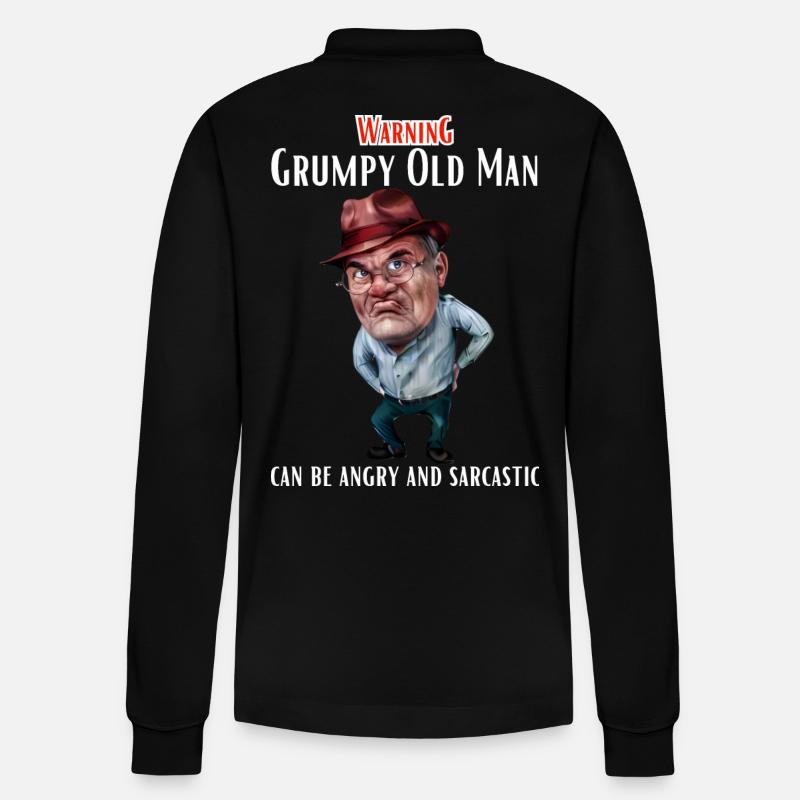 Warning Grumpy Old Man - Stanley/Stella Unisex Bio-Langarm-Poloshirt Prepster - Schwarz