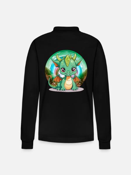Drache Kinder Drachen Kind - Stanley/Stella Unisex Bio-Langarm-Poloshirt Prepster - Schwarz