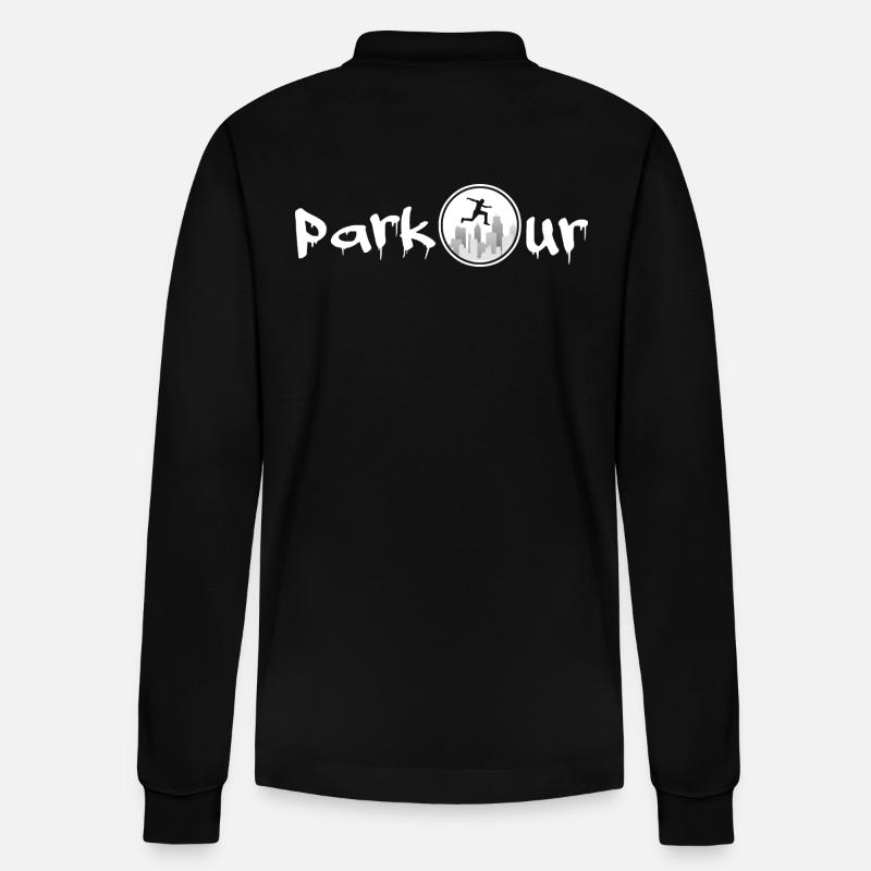 Freerunning Parkour Walljump « Full Send » - Polo à manches longues bio PREPSTER Stanley/Stella Unisexe - noir