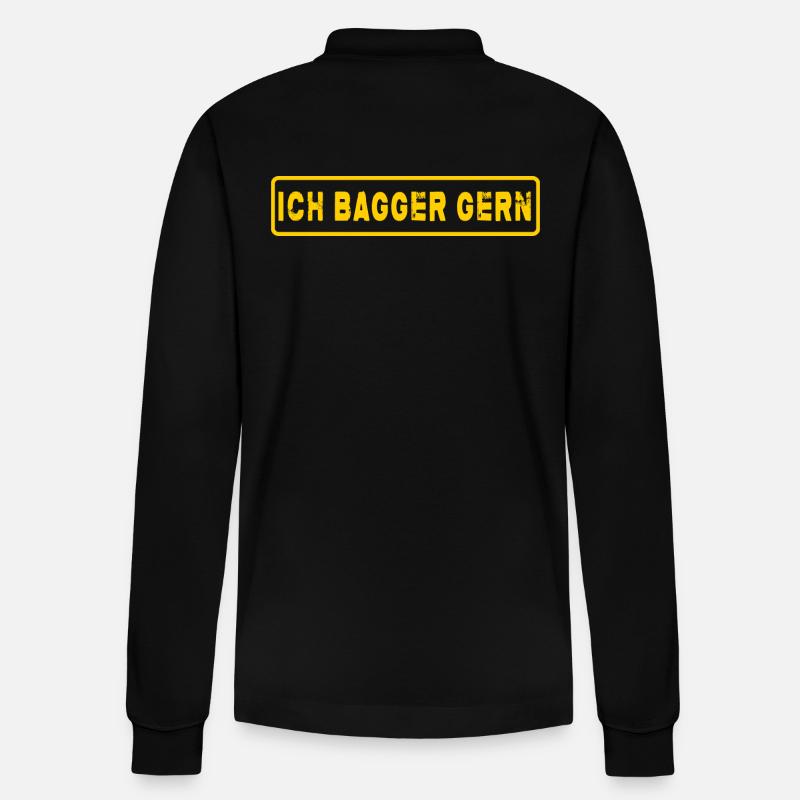 Bagger Abriss Baggerfahrer Baggerfahrer-Sprüche - Stanley/Stella Unisex Bio-Langarm-Poloshirt Prepster - Schwarz