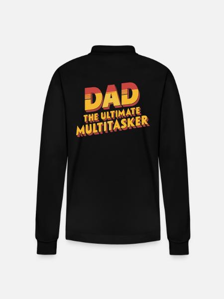 Dad The Ultimate Multitasker Retro - Stanley/Stella Organic Unisex Long-Sleeved Polo Shirt Prepster - black