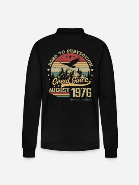 48 år Perfekt alder født i august 1976 - Stanley/Stella Prepster økologisk unisex langærmet poloshirt - sort