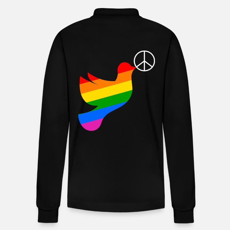 Friedenstaube Regenbogenfahne Peace - Stanley/Stella Unisex Bio-Langarm-Poloshirt Prepster - Schwarz