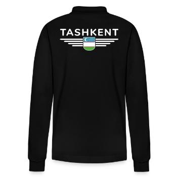 Taschkent T-Shirt – Usbekistans Herz - Stanley/Stella Unisex Bio-Langarm-Poloshirt Prepster - Schwarz - Hinten - Anna (173cm)