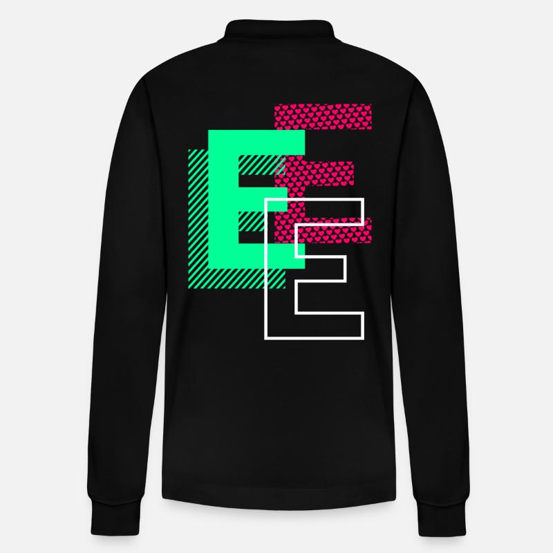 Lettre Initiale E Design Cadeau - Polo à manches longues bio PREPSTER Stanley/Stella Unisexe - noir