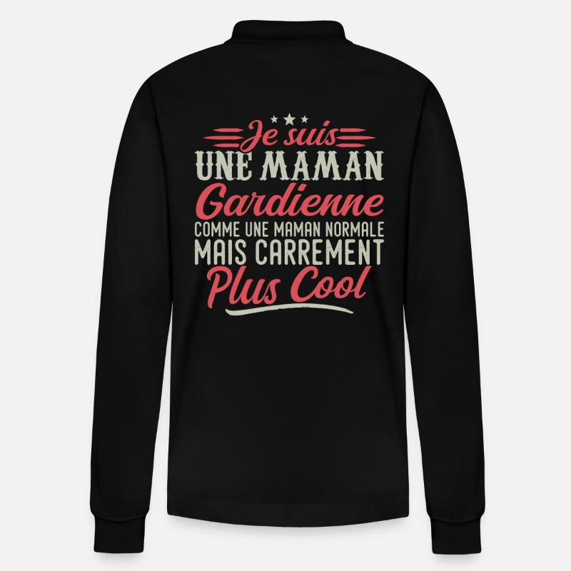 Ich bin Babysitter-Mama, ausgesprochen cool - Stanley/Stella Unisex Bio-Langarm-Poloshirt Prepster - Schwarz