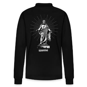 Jesus Christus / Darstellung in Weiß - Stanley/Stella Unisex Bio-Langarm-Poloshirt Prepster - Schwarz - Hinten - Anna (173cm)