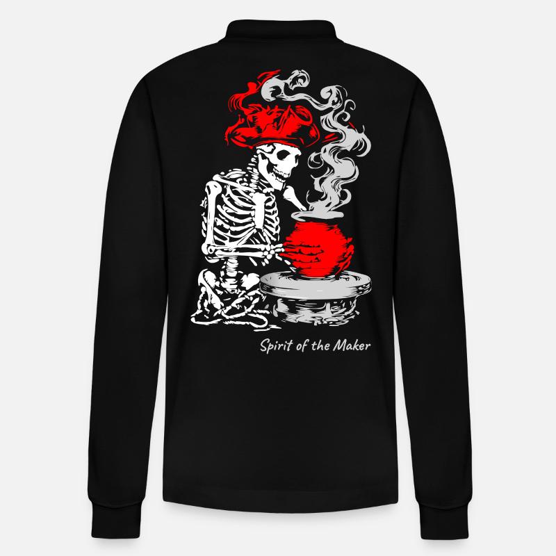 Der Geist des Schöpfers – Skelett-Handwerksdesign - Stanley/Stella Unisex Bio-Langarm-Poloshirt Prepster - Schwarz
