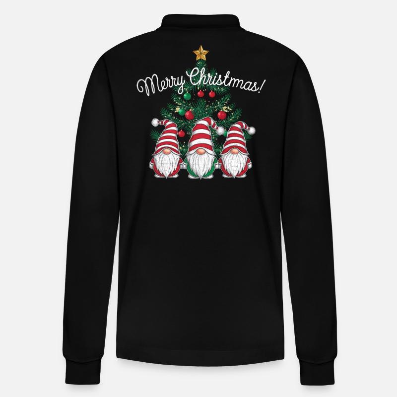 Gnom Weihnachtspullover Gnome Weihnachten - Stanley/Stella Unisex Bio-Langarm-Poloshirt Prepster - Schwarz