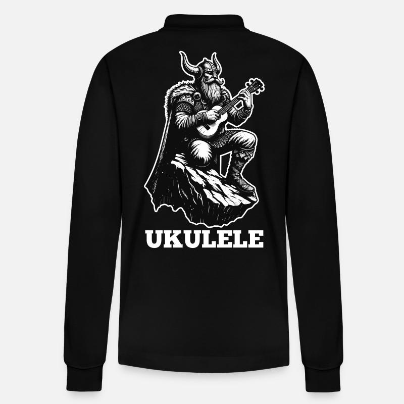 Ukulele Wikinger Musik Geschenk - Stanley/Stella Unisex Bio-Langarm-Poloshirt Prepster - Schwarz