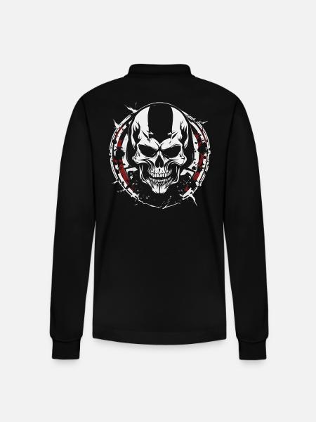 Totenkopf / Skull - Stanley/Stella Organic Unisex Long-Sleeved Polo Shirt Prepster - black