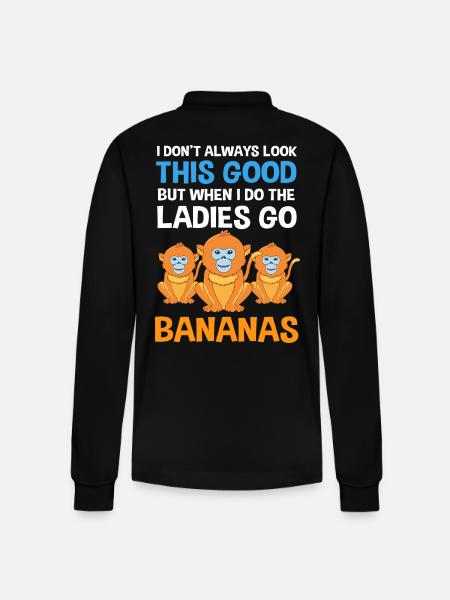 Snub-nosed monkey Monkey Chimpanzee - Stanley/Stella Organic Unisex Long-Sleeved Polo Shirt Prepster - black