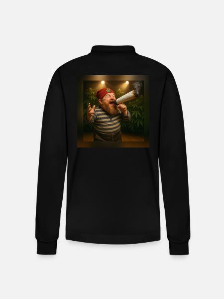 Marktschreier-Zwerg mit Joint-Megaphon - Stanley/Stella Unisex Bio-Langarm-Poloshirt Prepster - Schwarz